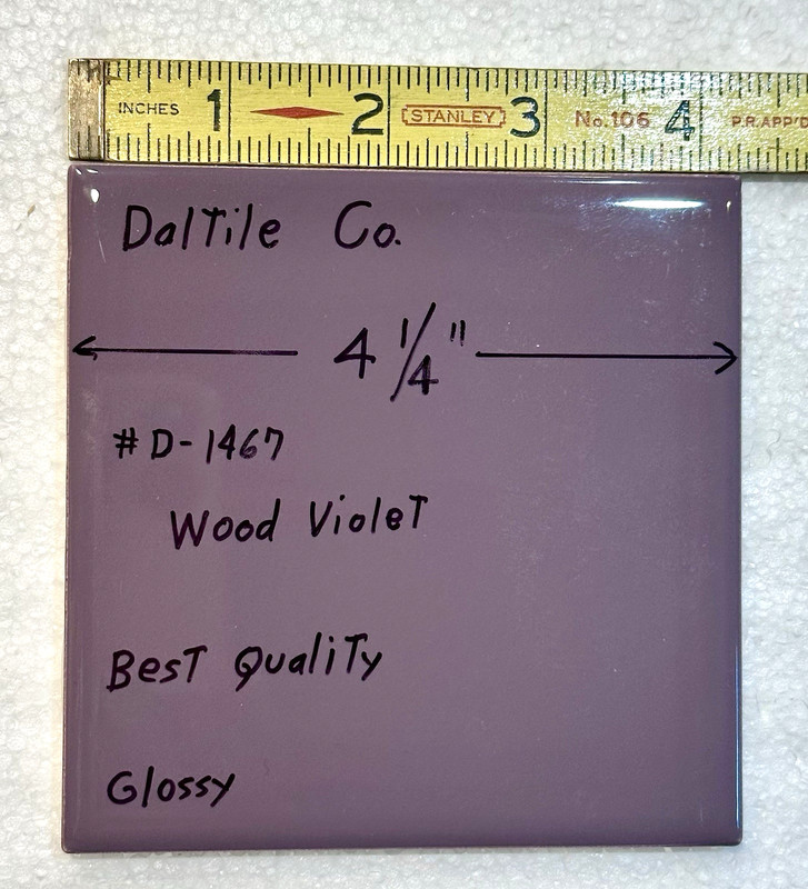 1 pc. Wood Violet-Purple: 4-1/4″ Brilliant Glossy Ceramic Tile by Daltile, New
