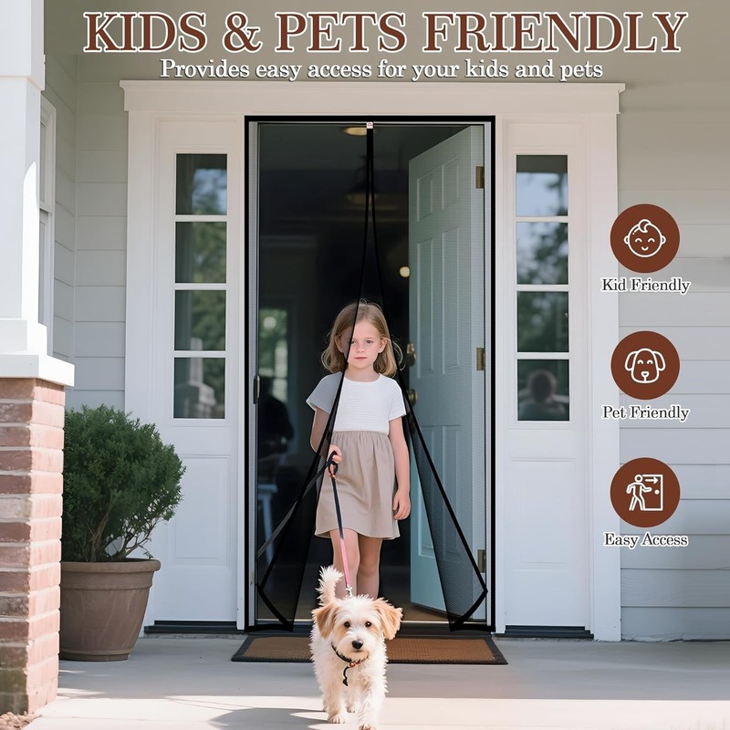 Upgraded Sturdy Magnetic Screen Door - 38" x 78" Size gallery