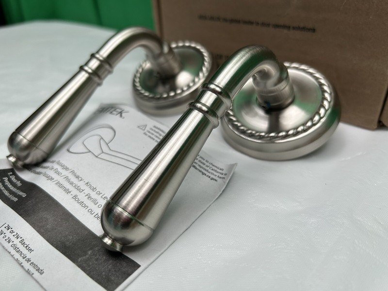 Emtek Turino Reversible Non-Turning Two-Sided Dummy Door Lever Satin Nickel Rope gallery