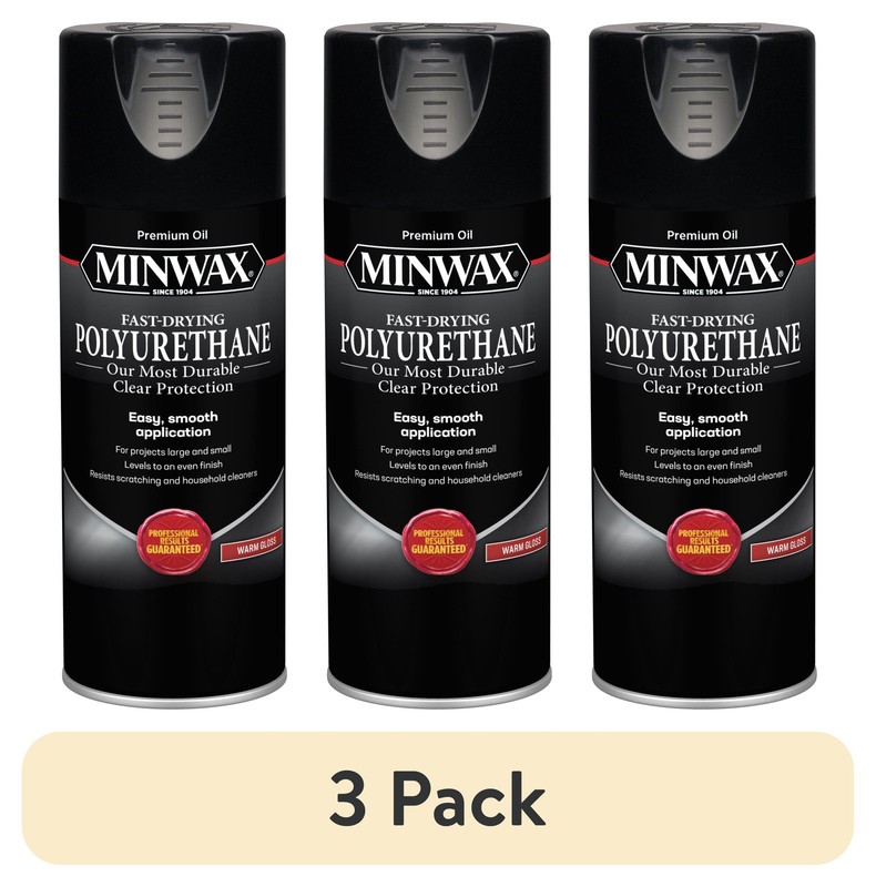 (3 Pack) Clear Polyurethane – Fast-Drying, Warm Gloss Finish, 11.5 oz Each