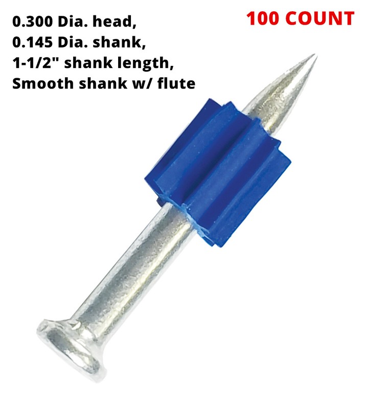 1-1/2″ Powder Actuated Fastener Drive pin w/ Flute Construction Fastening Nail
