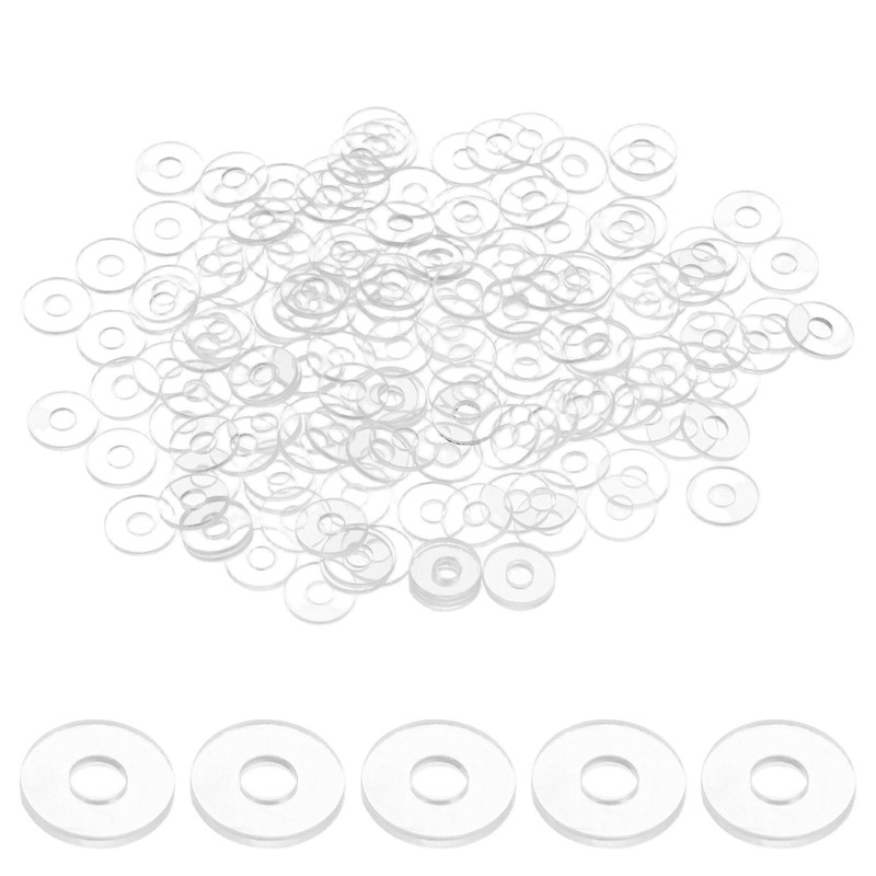 100-Pack M3 PVC Flat Washers, 3mm x 8mm (IDxOD) 0.5mm Thick Clear Spacer Gasket