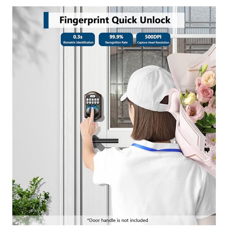 TEEHO TE002 Fingerprint Keyless Entry Door Deadbolt Keypad Oilrubbed Br G1N gallery