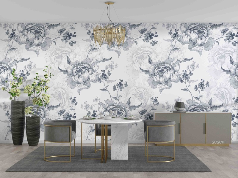 3D Flower Leaves Flora Pattern Self-adhesive Removable Wallpaper Murals 6 gallery