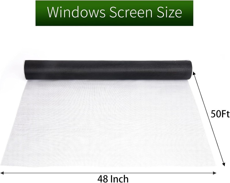 Window Screen Replacement, 48" x 50' Window Screen Mesh, Fiberglass Window Scree gallery
