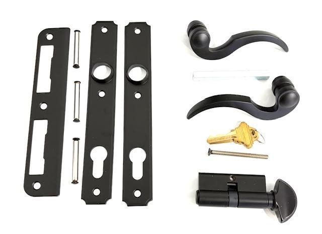 Atrium Door Mortise Lock Trim Set – Mat Black