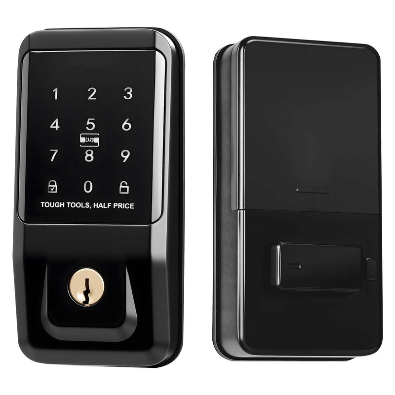 Matte Black Keyless Entry Lock: Aluminum, IP55, -22F to 158F, Backlit, Anti-Peek