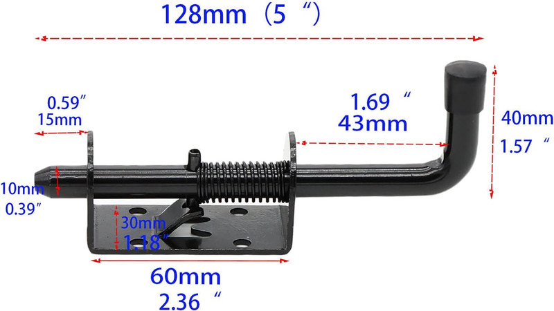 5 Inch Spring Loaded Latch Bolt, Heavy Duty Spring Loaded Latch Pin Door Lock,1/ gallery