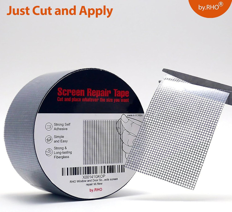Screen Repair Kit, Extra Wide (4In X 15FT), Black, Adhesive & Waterproof, Fiberg gallery