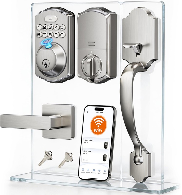 VE012W-H WiFi Smart Front Door Lock Set, Built-in WiFi, App Remote & Voice Co...
