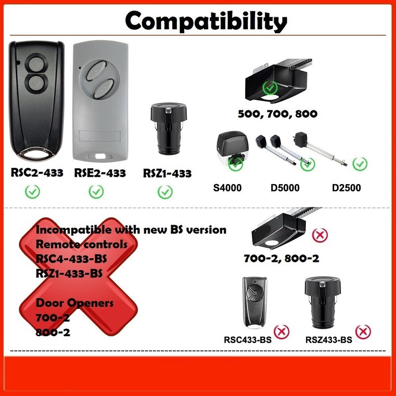 Garage Remote Control for ECOSTAR RSC2, RSE2 Rolling Code 433.92MHz. gallery