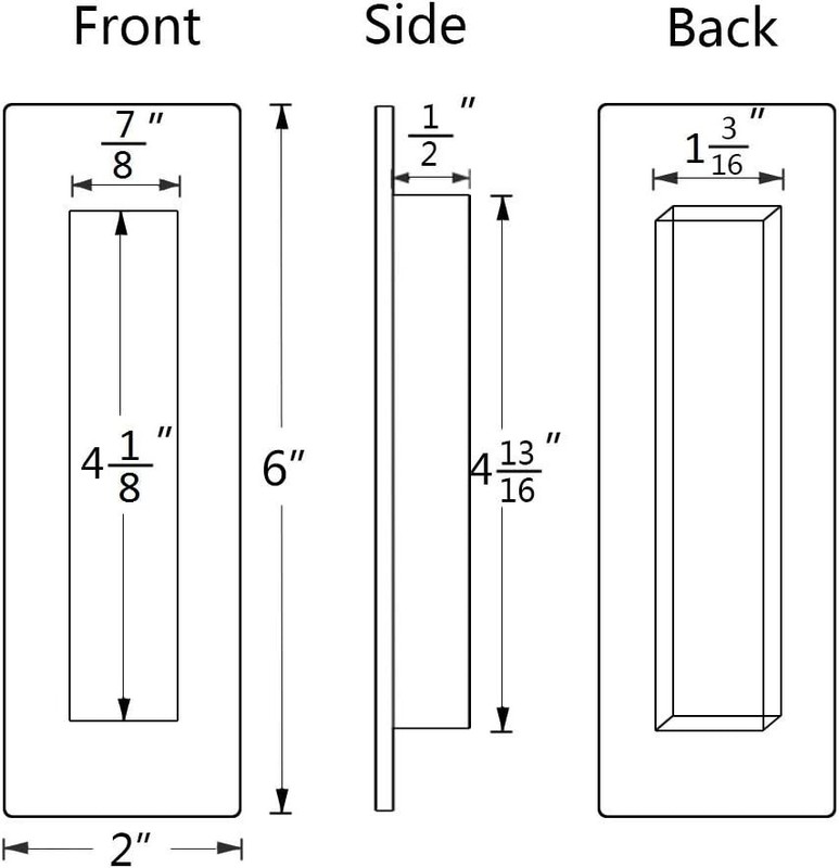 Sehrgut Stainless Steel 6“ Rectangular Door Flush Pull gallery