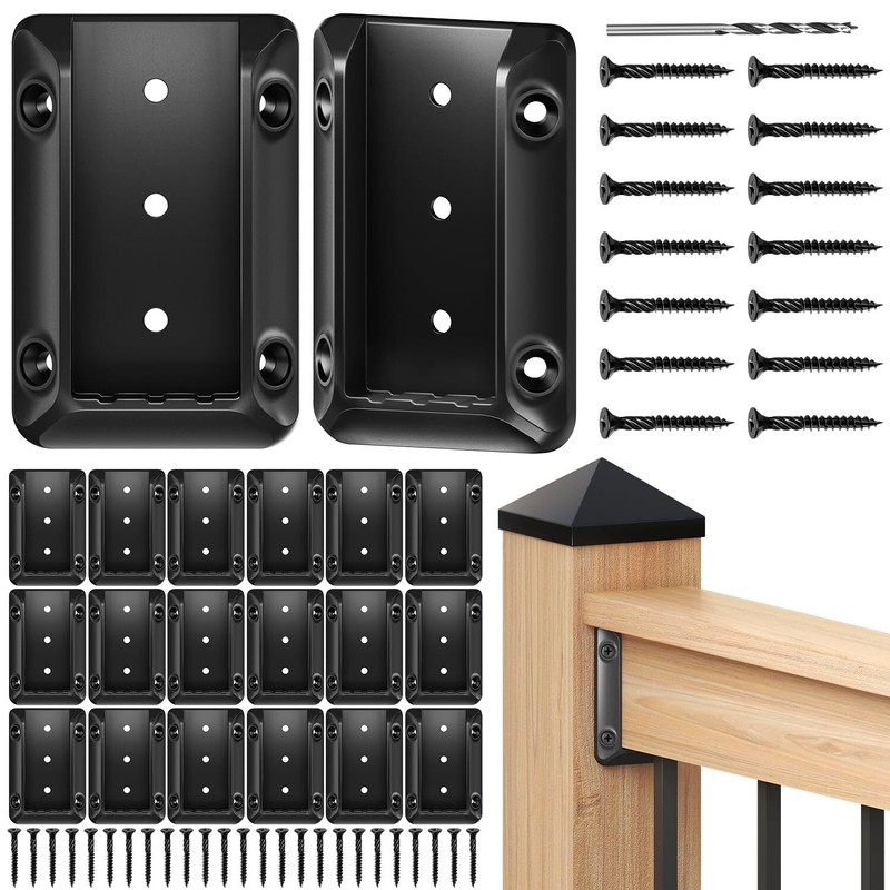 20 Pack Deck Railing Bracket Connectors for 2″x4″ (Actually 1.5″x3.5″) Wooden