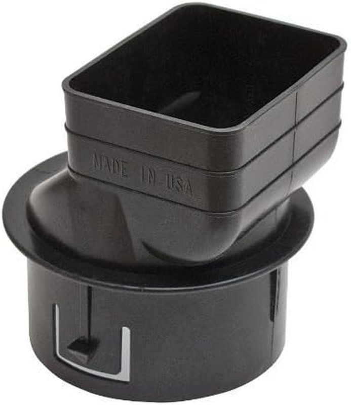 Universal Downspout to Drain Pipe Tile Adapter – Black, 2x3x4 Inches