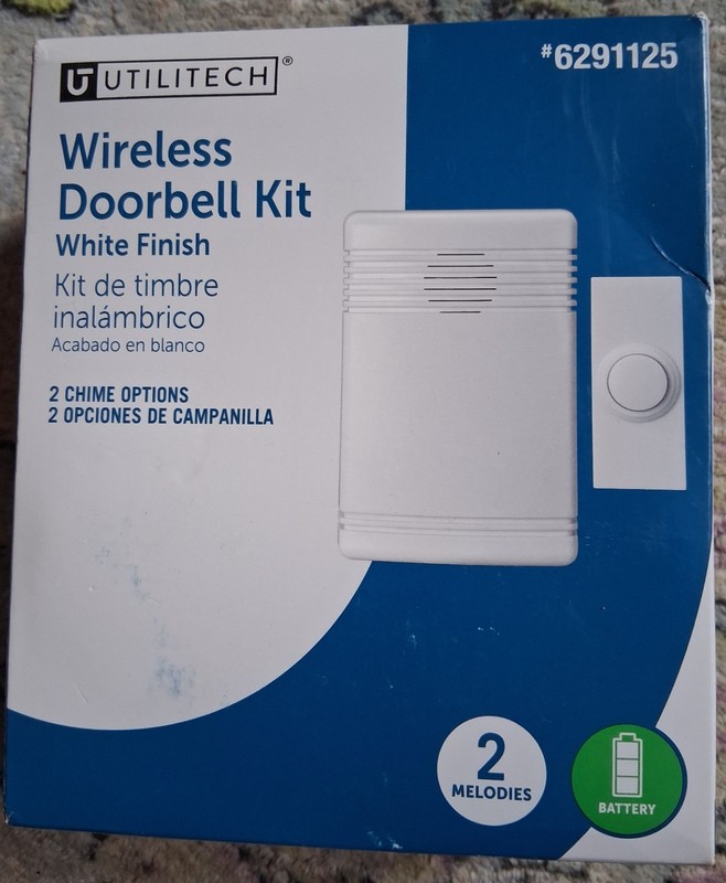 Set of 2 Utilitech Wireless Doorbell Kit 6291125 6291122 White gallery