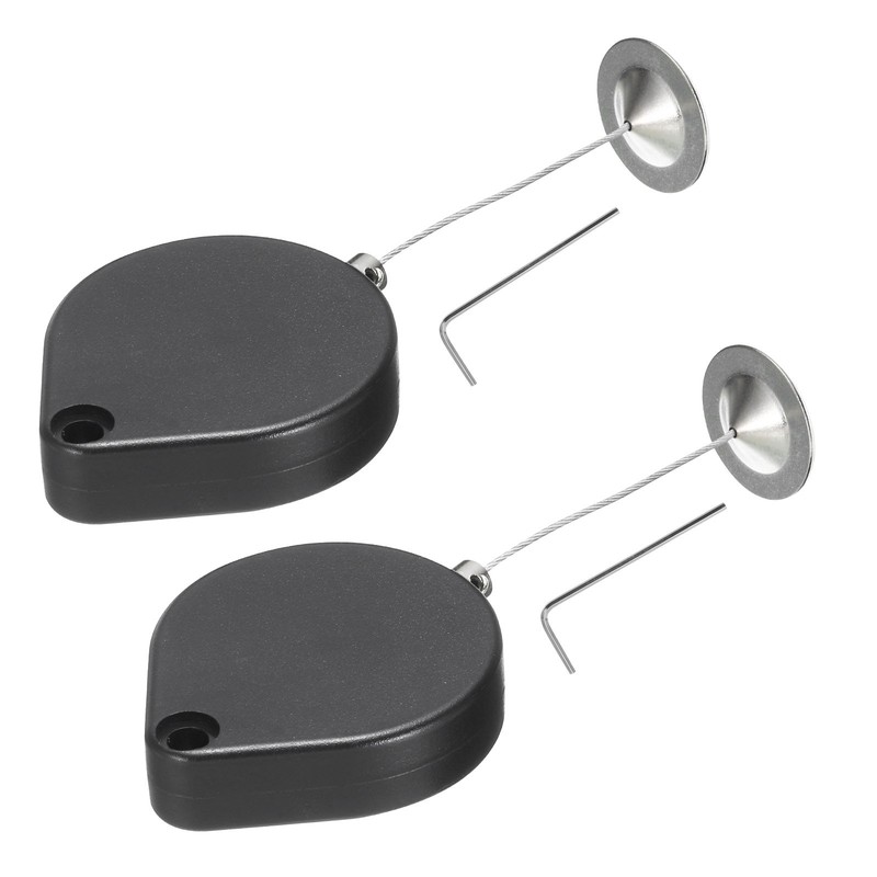Retractable Remote Control Lock Round,for TV,Cable Lock 2Set Black 39.37"