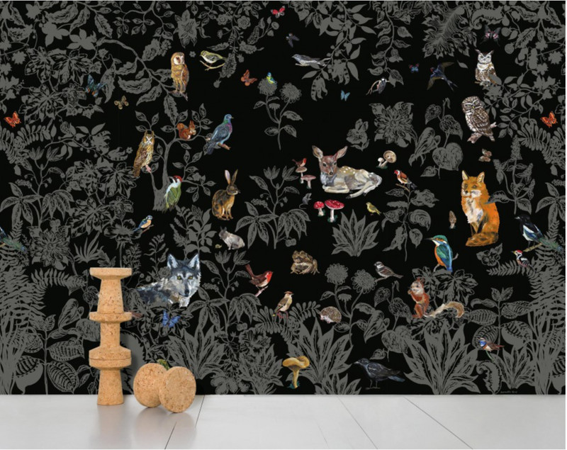 WALLPAPER – DOMESTIC.FR – NDL041 – 372 CM X 300 CM – BLACK – NEW – 1 mural