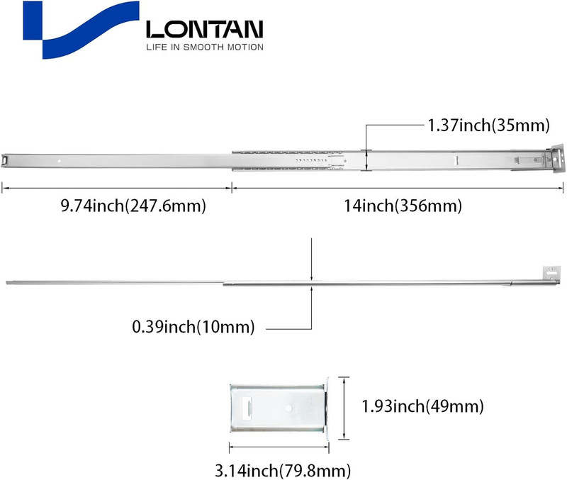 LONTAN 1 Pcs Center Mount Drawer Slides Bottom Mount for Cabinet and Dresser 14 gallery