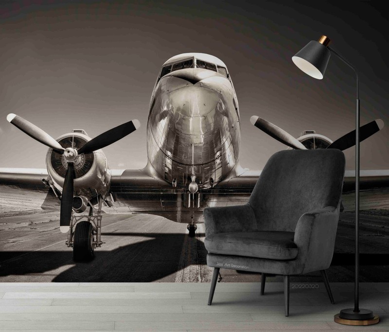 3D Fighter Plane Front View Close-up Wall Murals Wallpaper Murals Wall Sticker gallery