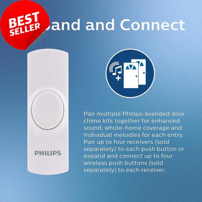 Wireless Doorbell Kit, Plug-In, 8 Melodies, 150 Ft Range, 4 Volume Levels, White gallery