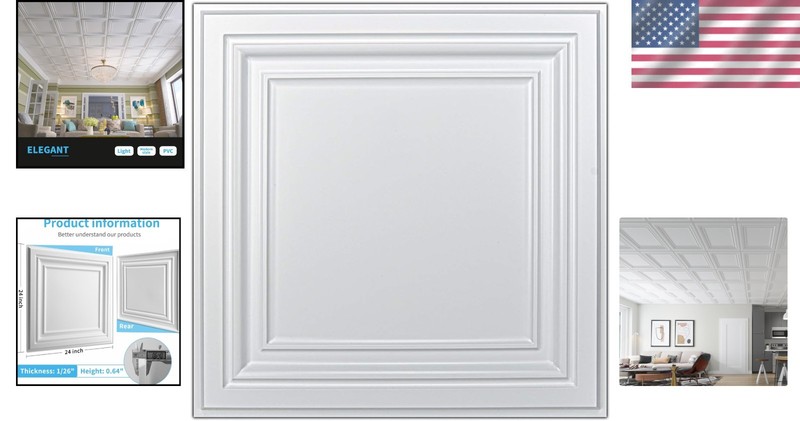 Easy Install White PVC Ceiling Tiles 12-Pack-~ gallery
