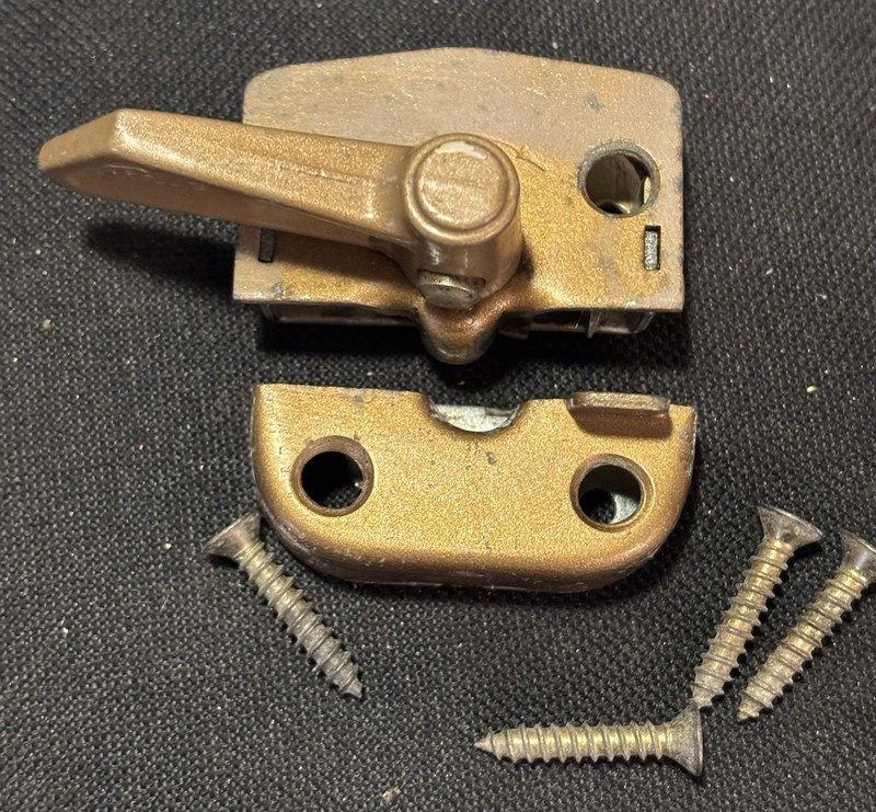 Pella Double Hung Sash Push Button Lock & Keeper Vintage Great Working Condition
