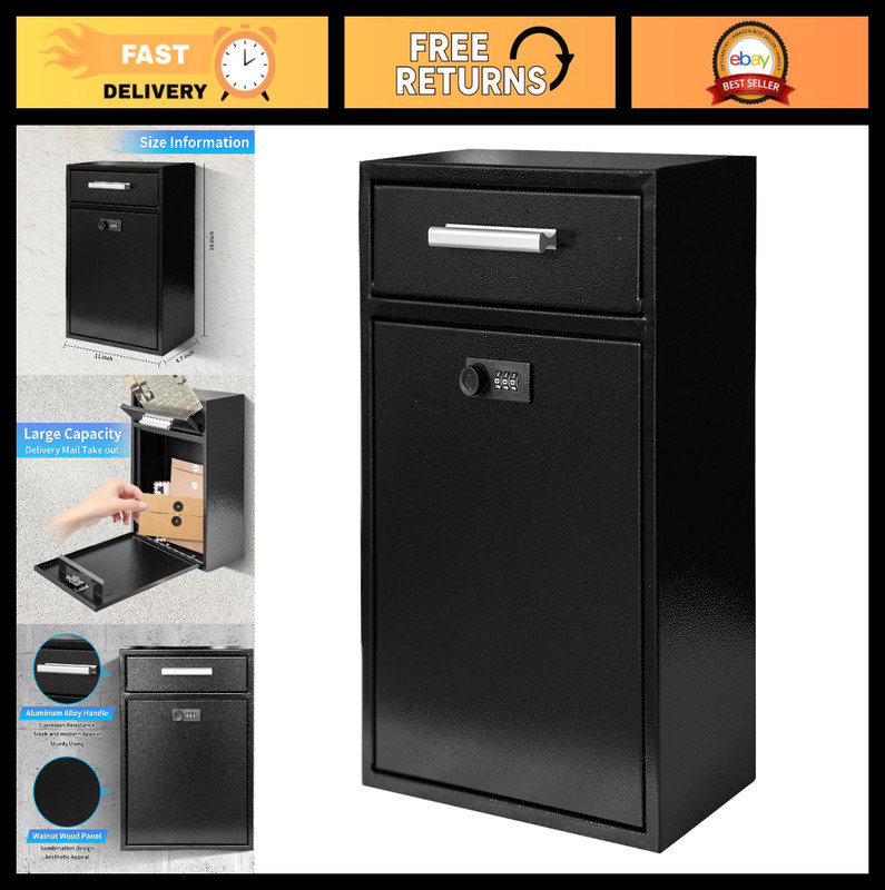 Waterproof Wall-Mount Mailbox – Large Capacity Heavy Duty Combination Lock Box