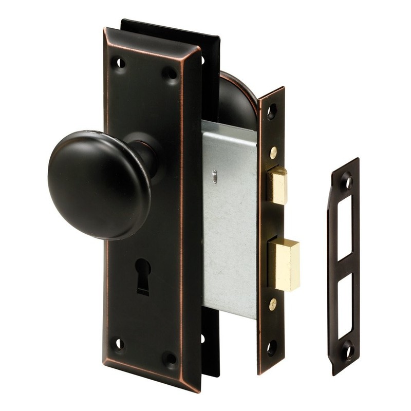 -Line E 2495 Mortise Keyed Lock Set with Classic Bronze Knob – Perfect for Re…