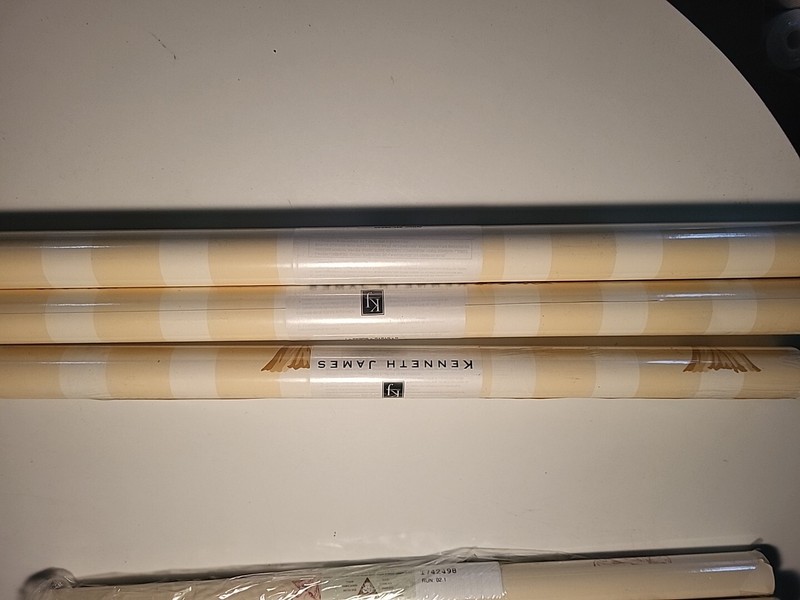Kenneth James Wallpaper Pattern Run #1 (3 Large Rolls)Yellow And White Stripes gallery