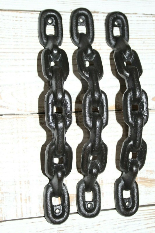 Chain Design Large Door Pull Handle, 11 3/4 inch, Solid cast iron, HW-104 gallery