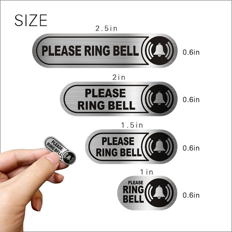 4 Sizes Tiny Please Ring Bell Sticker Small Ring Bell Sign for Doorbell 0.6in