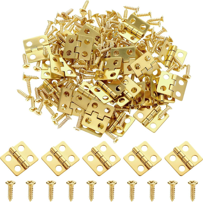 30 Piece Mini Hinges Gold Tiny Hinges 13X12Mm Retro Brass Butt Hinge 180 Degree gallery