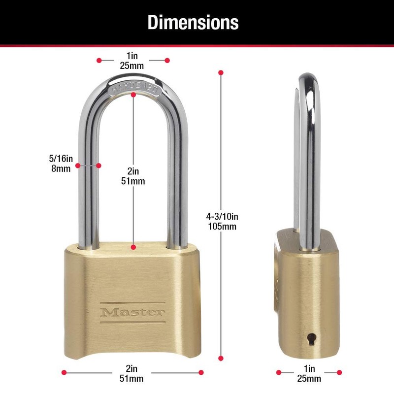 Master Lock Brass Combination Lock, Gate for Outdoor Fence 2 Pack, Gold gallery