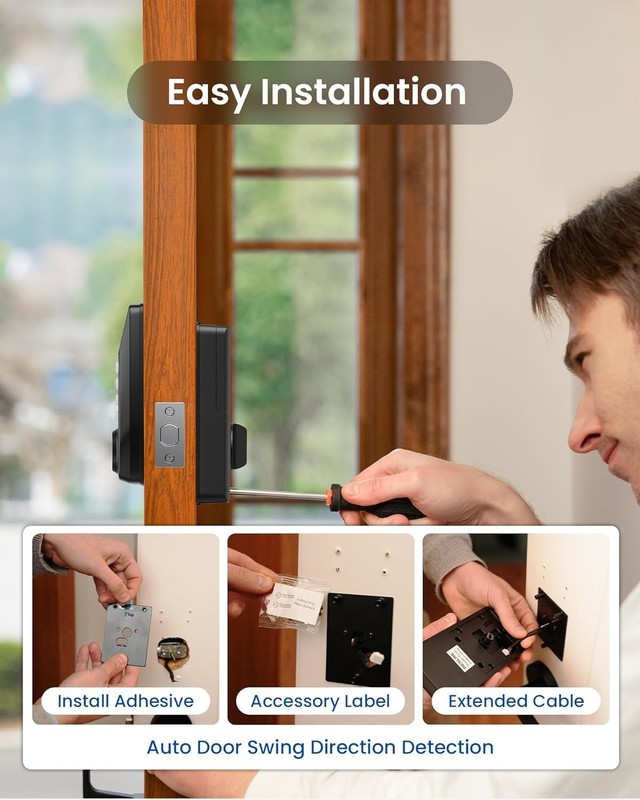 NEW! SEALED! Desloc C110 Keyless Entry Fingerprint Smart Lock with Smart Screen gallery