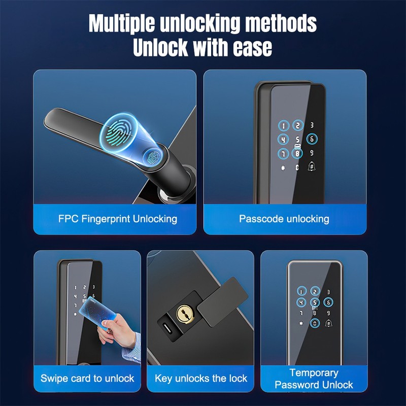 Smart Door Lock Wifi Biometric Fingerprint APP Password Keyless Keypad Entry US gallery