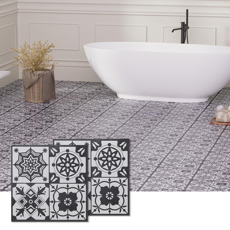 Peel and Stick Floor Tile, 40-Pack 12″ x 12″ Vinyl Flooring, Waterproof Self-…