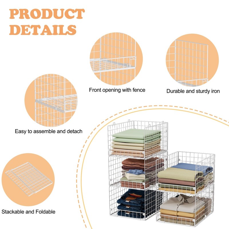 5-Tier Stackable Closet Storage Shelves, Closet Organizers and Storage Basket... gallery