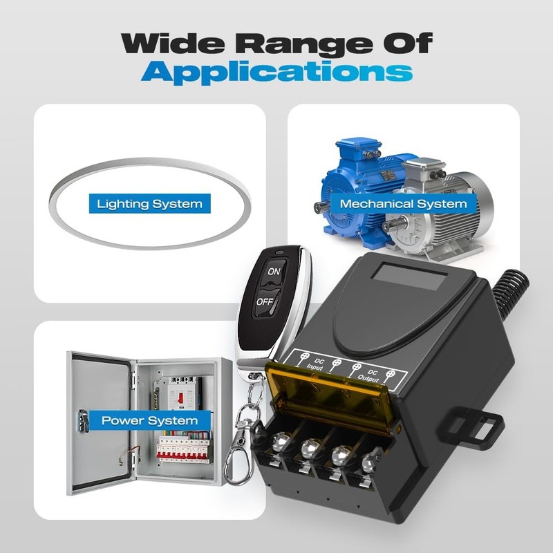 12V Remote Switch Wireless, Malictele DC12V/24V/48V/72V 30A Relay RF Control ... gallery