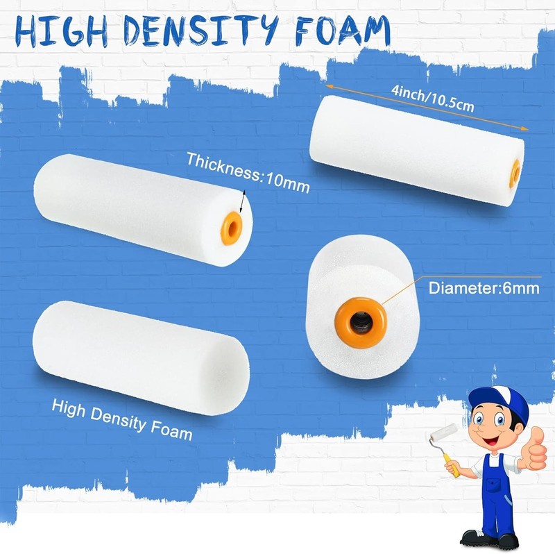 NEW 120 Pcs 4 Inch Foam Paint Roller Refills High Density White Rollers gallery