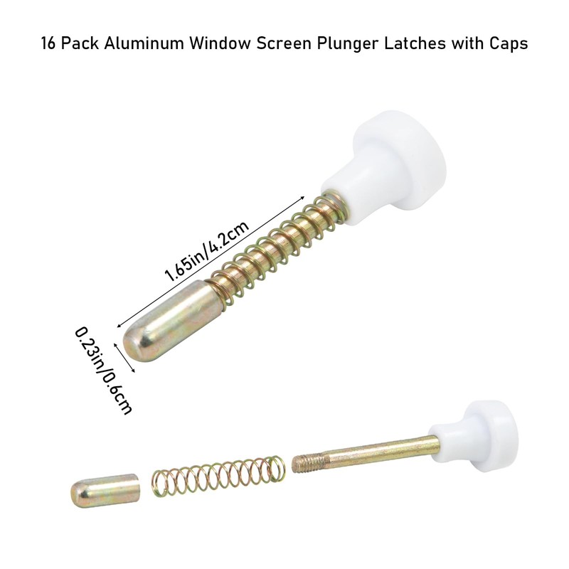 KIBBEH 16 Pack Aluminum Window Screen Plunger Latches with Caps, Secure Scree... gallery