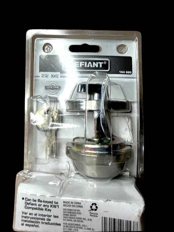 Defiant Stainless Steel Deadbolt Lock – Keyed 1 Side – 2 Keys gallery