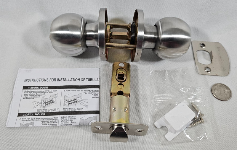 2x Door Knob Interior Locking Satin Nickel Heavy Duty Left Right Door Keyless gallery