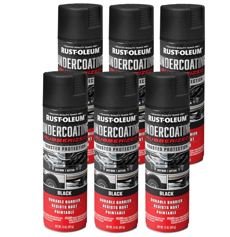 Rust-Oleum 248657-6PK Stops Rust Undercoating Spray, 15 oz, Rubberized Black, 6