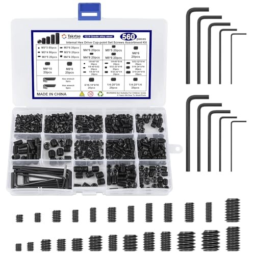 25 Sizes Metric & SAE Set Screw Assortment Kit,12.9 Class Alloy Steel 560PCS gallery