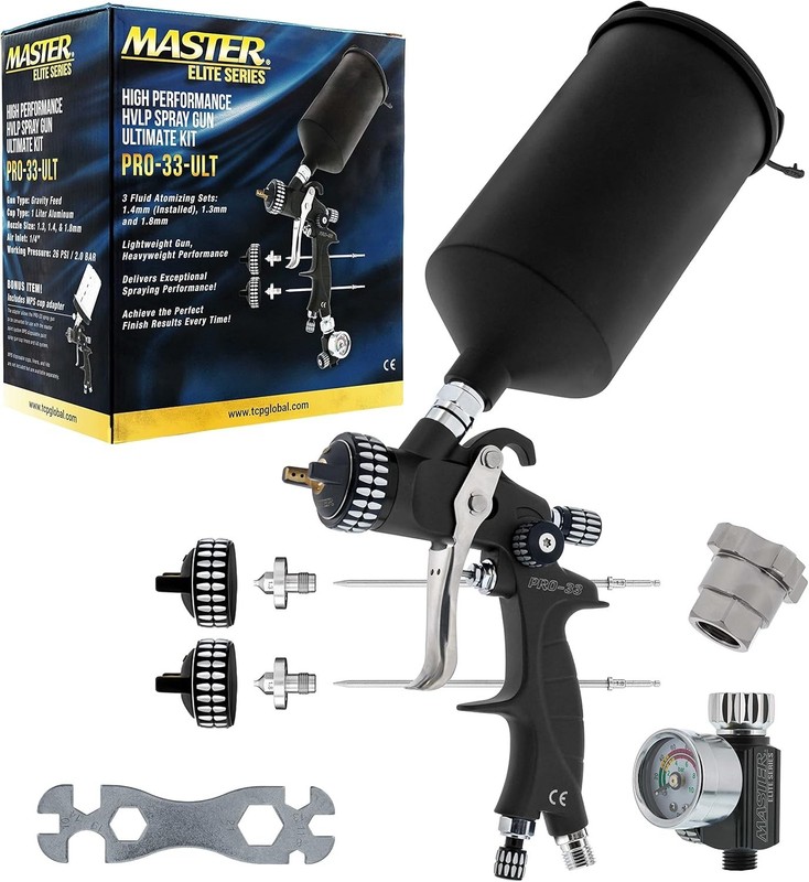 Master Elite High Performance PRO-33 Series HVLP Spray Gun Ultimate Kit – 3 F…