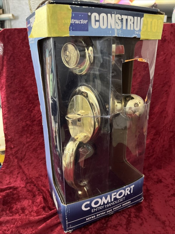 Constructor Comfort Entry Lock Set with Door Lever Handle- Antique Brass