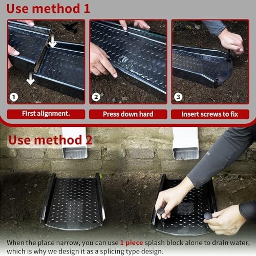 2 Pack 24" Downspout Splash Block Extensions, Gutter Drainage System, 4 Fixing N gallery