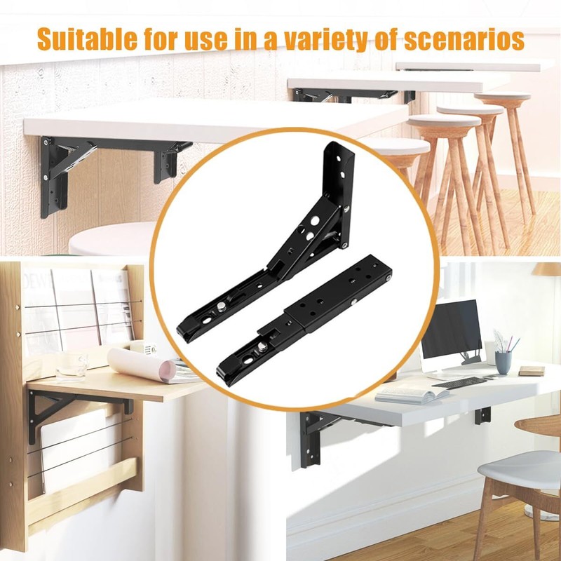 90° Self-Locking Wall Table Hinges Drop Leaf Folding Space Save Shelf Bracket gallery