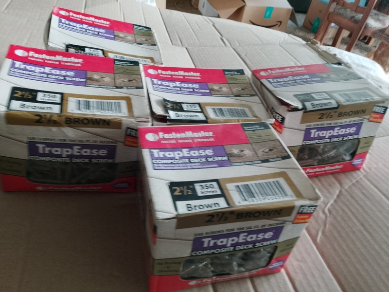 6 boxes (600 sf worth) FastenMaster TrapEase 2-1/2" Composite Brown Deck Screws gallery