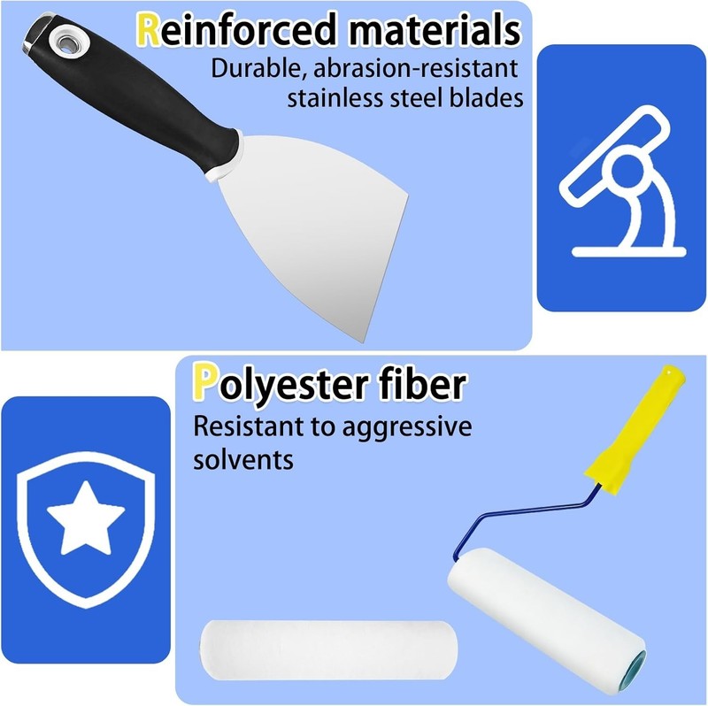 Self Leveling Concrete Tools, Stainless Steel Epoxy Squeegee, Spiked Roller for gallery